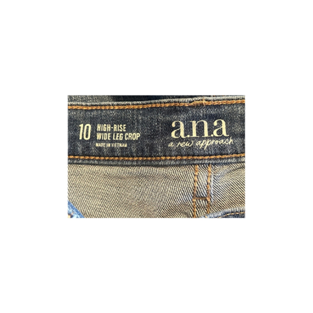 a.n.a Jeans High-Rise Women’s Size 10 Wide Leg Cropped Button-Fly Blue Denim - Picture 8 of 9